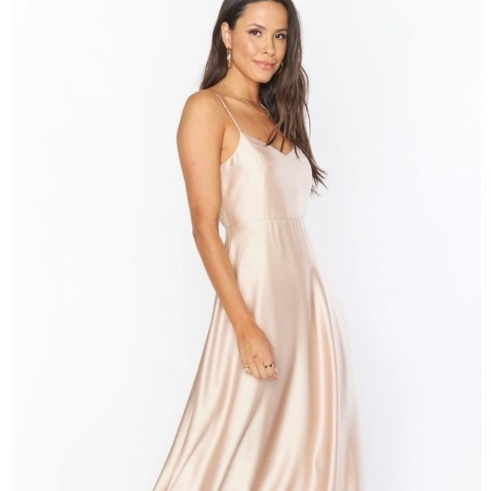XL Show Me Your Mumu Faith Maxi Dress Champagne Luxe Satin
